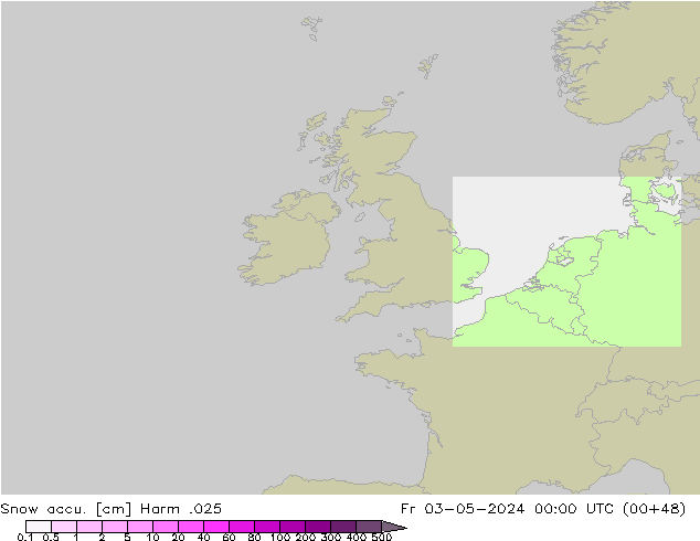 Snow accu. Harm .025 Pá 03.05.2024 00 UTC