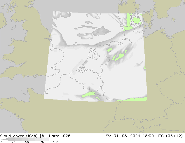 Cloud cover (high) Harm .025 We 01.05.2024 18 UTC