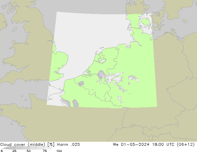 Cloud cover (middle) Harm .025 We 01.05.2024 18 UTC