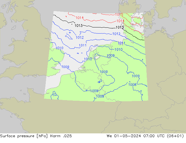 Presión superficial Harm .025 mié 01.05.2024 07 UTC