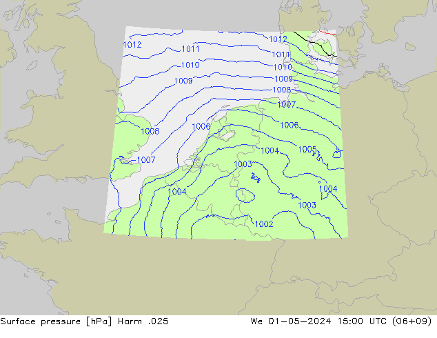 приземное давление Harm .025 ср 01.05.2024 15 UTC
