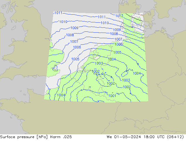 приземное давление Harm .025 ср 01.05.2024 18 UTC