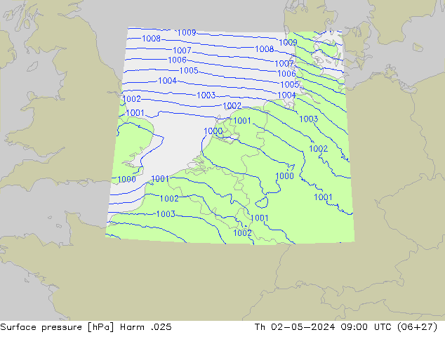 Atmosférický tlak Harm .025 Čt 02.05.2024 09 UTC