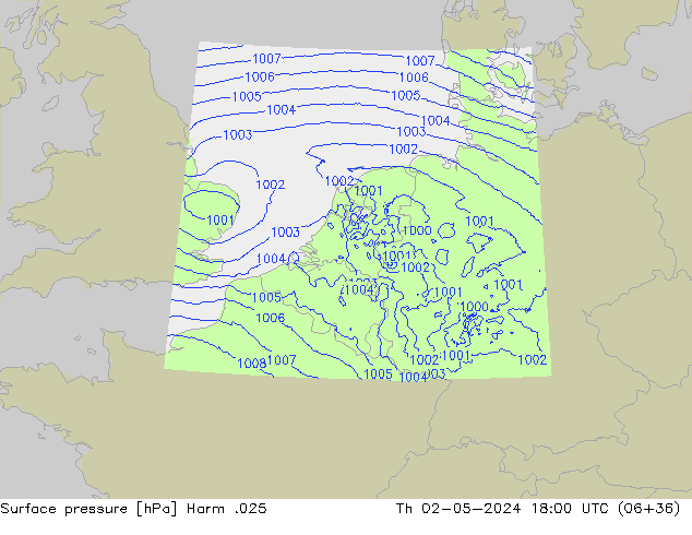 Atmosférický tlak Harm .025 Čt 02.05.2024 18 UTC