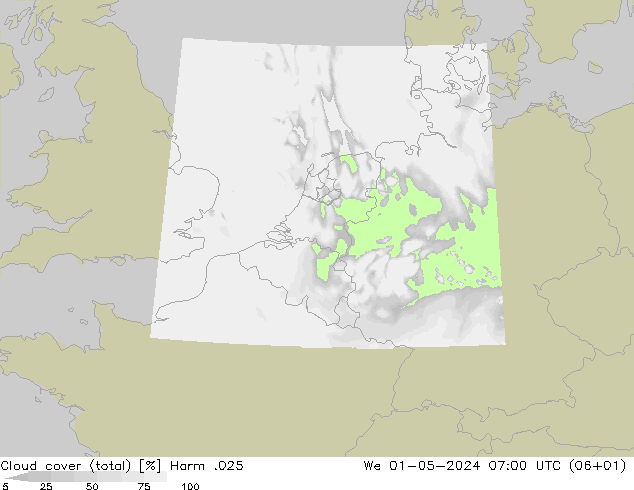 Bewolking (Totaal) Harm .025 wo 01.05.2024 07 UTC