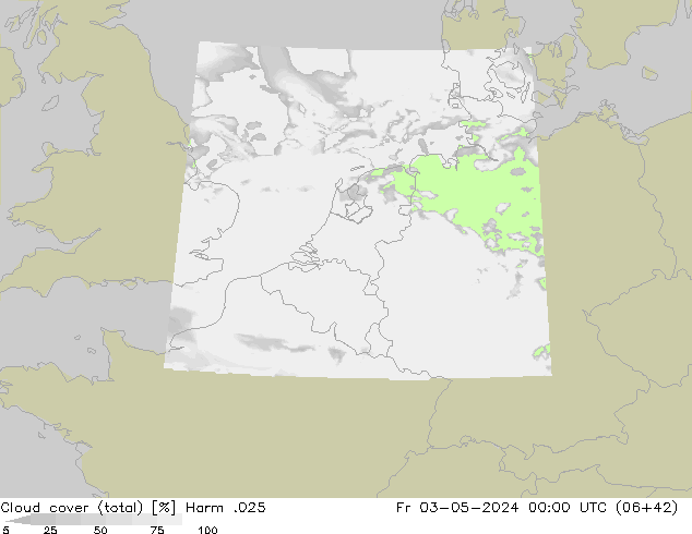 Wolken (gesamt) Harm .025 Fr 03.05.2024 00 UTC