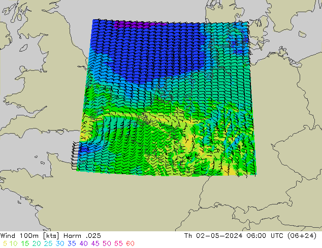 Wind 100m Harm .025 Th 02.05.2024 06 UTC