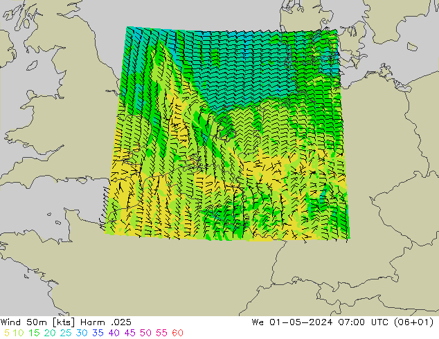 Rüzgar 50 m Harm .025 Çar 01.05.2024 07 UTC