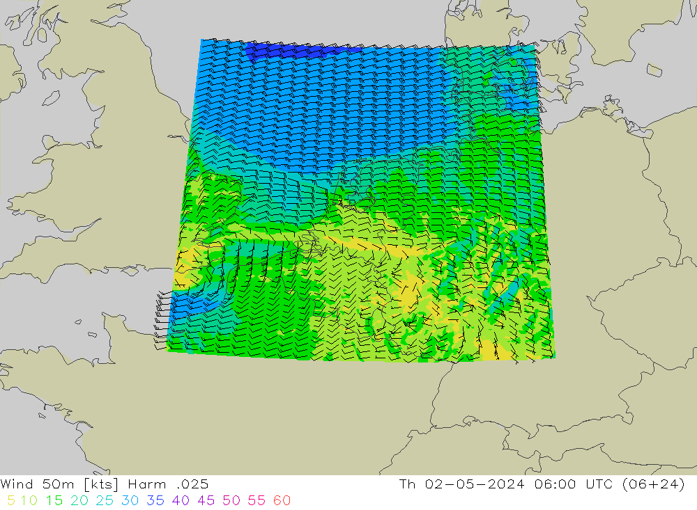 Wind 50 m Harm .025 do 02.05.2024 06 UTC