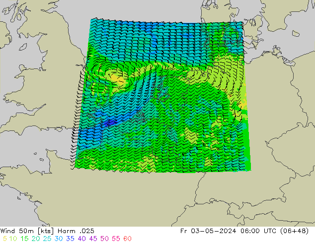 Wind 50m Harm .025 Fr 03.05.2024 06 UTC