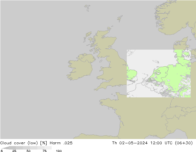 Bewolking (Laag) Harm .025 do 02.05.2024 12 UTC