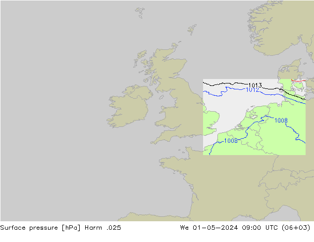 Surface pressure Harm .025 We 01.05.2024 09 UTC