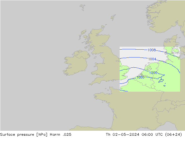 Atmosférický tlak Harm .025 Čt 02.05.2024 06 UTC