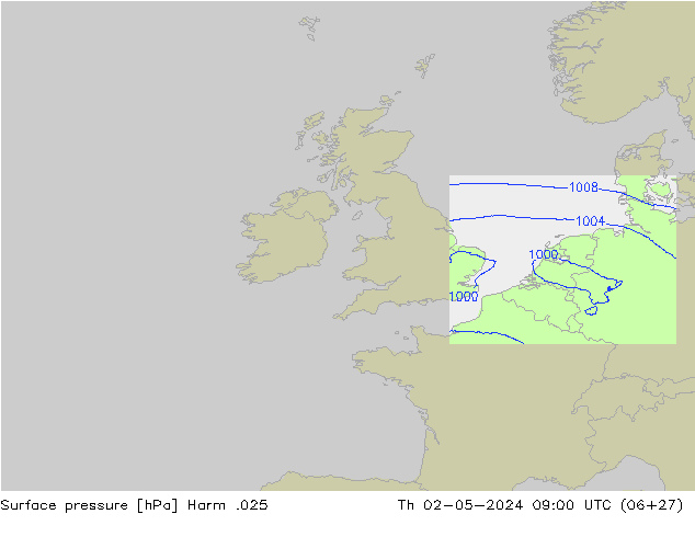 приземное давление Harm .025 чт 02.05.2024 09 UTC