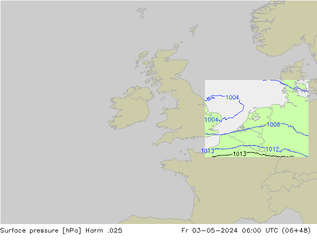 Atmosférický tlak Harm .025 Pá 03.05.2024 06 UTC