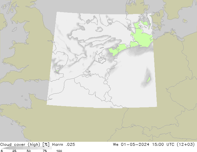 Cloud cover (high) Harm .025 We 01.05.2024 15 UTC