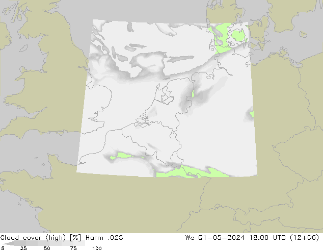 Cloud cover (high) Harm .025 We 01.05.2024 18 UTC