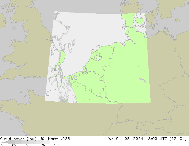 Bewolking (Laag) Harm .025 wo 01.05.2024 13 UTC