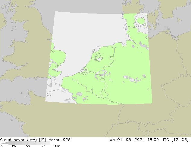 Cloud cover (low) Harm .025 We 01.05.2024 18 UTC