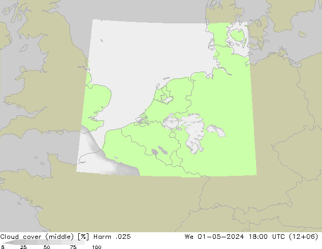 Cloud cover (middle) Harm .025 We 01.05.2024 18 UTC