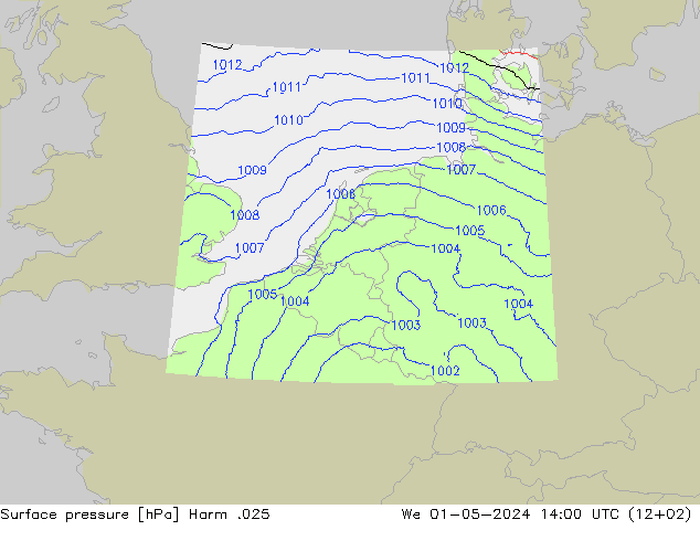 Surface pressure Harm .025 We 01.05.2024 14 UTC