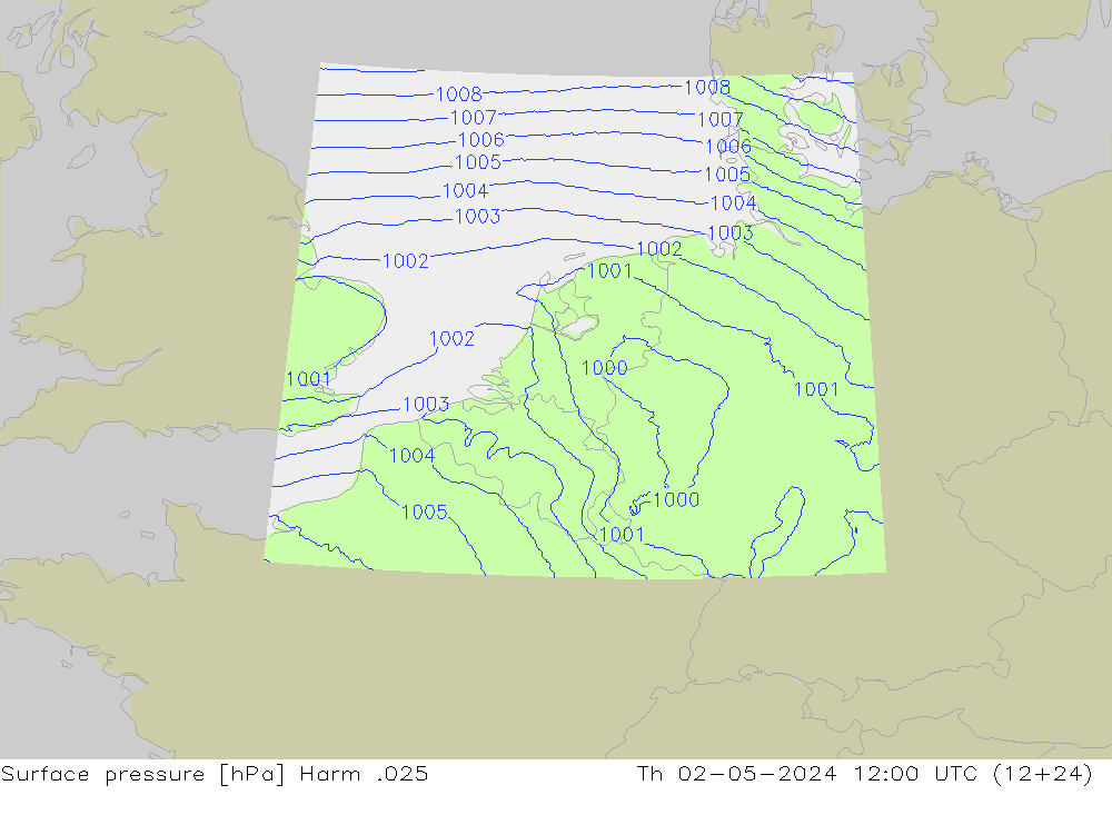 Pressione al suolo Harm .025 gio 02.05.2024 12 UTC