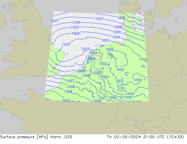 Surface pressure Harm .025 Th 02.05.2024 21 UTC