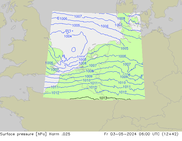 Surface pressure Harm .025 Fr 03.05.2024 06 UTC