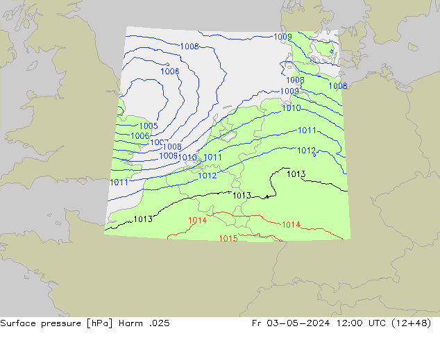 Atmosférický tlak Harm .025 Pá 03.05.2024 12 UTC