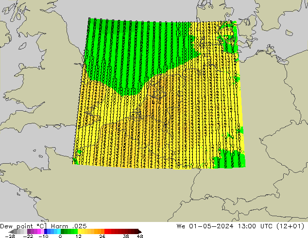 Point de rosée Harm .025 mer 01.05.2024 13 UTC