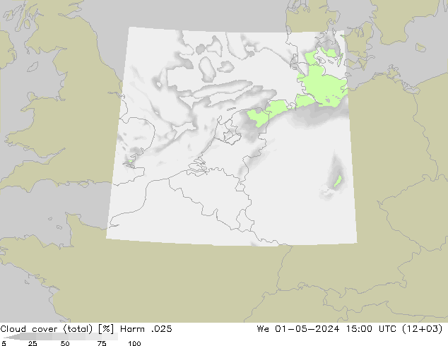 zachmurzenie (suma) Harm .025 śro. 01.05.2024 15 UTC