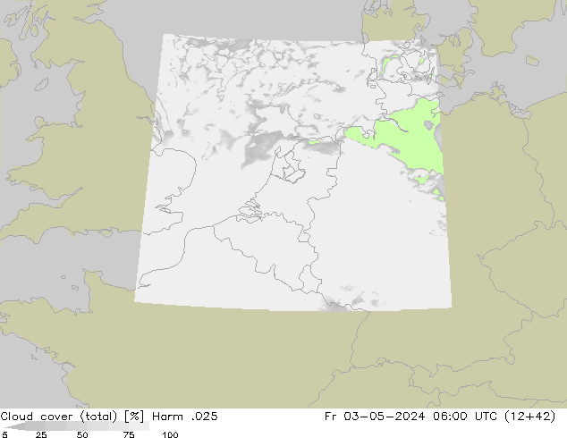 Cloud cover (total) Harm .025 Fr 03.05.2024 06 UTC