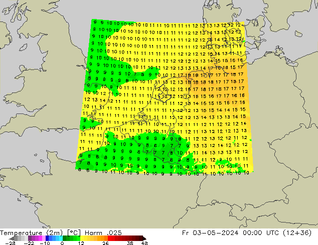 Temperature (2m) Harm .025 Pá 03.05.2024 00 UTC