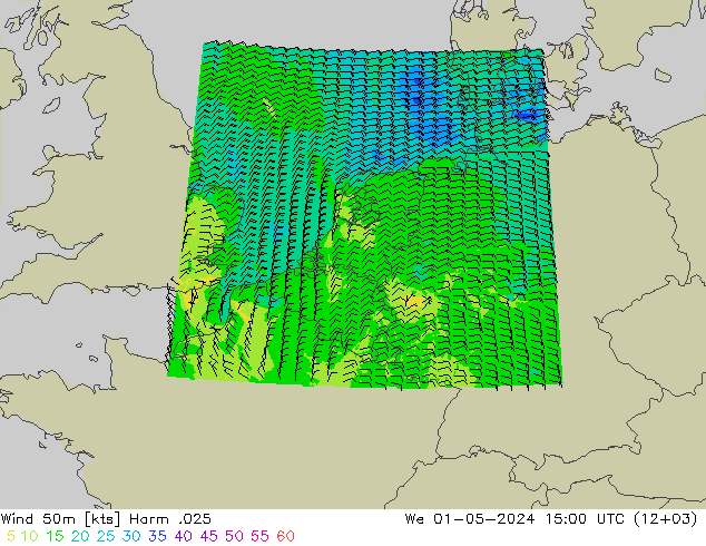 Wind 50m Harm .025 We 01.05.2024 15 UTC