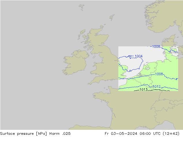 Surface pressure Harm .025 Fr 03.05.2024 06 UTC