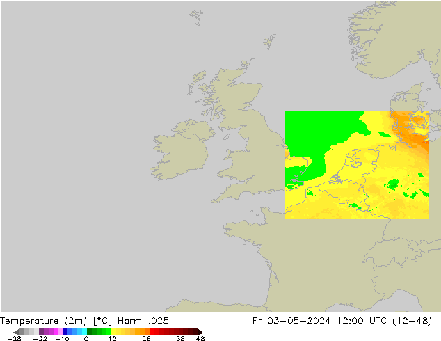 Temperature (2m) Harm .025 Fr 03.05.2024 12 UTC