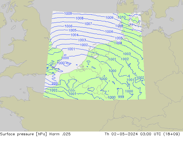 Atmosférický tlak Harm .025 Čt 02.05.2024 03 UTC