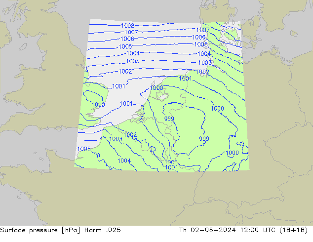 Atmosférický tlak Harm .025 Čt 02.05.2024 12 UTC