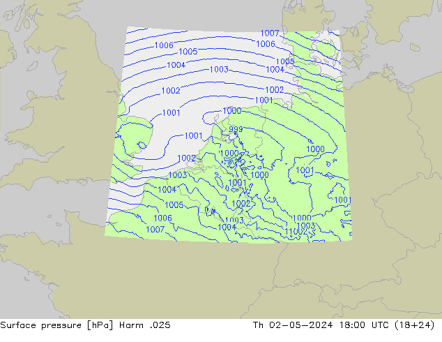 Pressione al suolo Harm .025 gio 02.05.2024 18 UTC