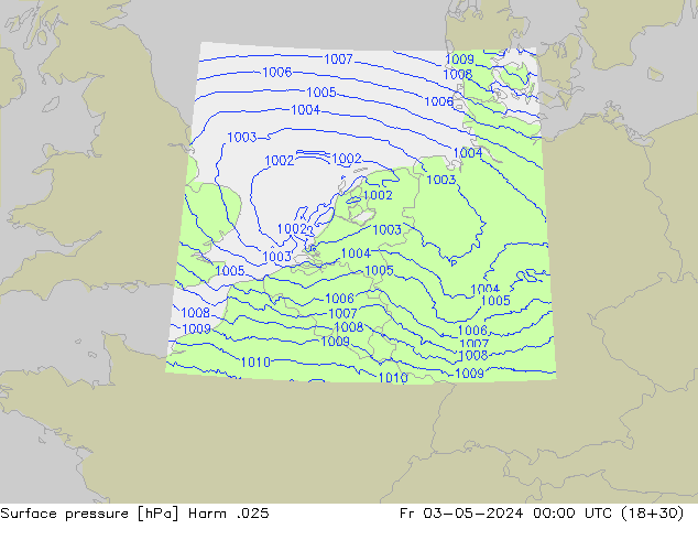 Pressione al suolo Harm .025 ven 03.05.2024 00 UTC