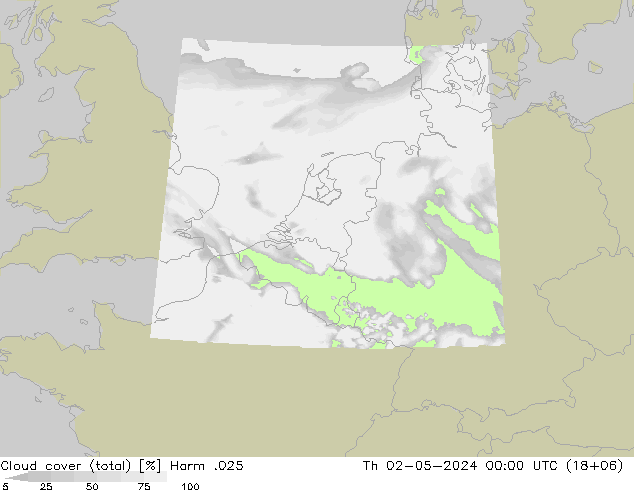 Nubes (total) Harm .025 jue 02.05.2024 00 UTC