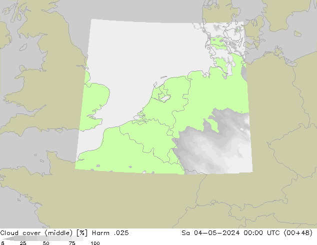 Cloud cover (middle) Harm .025 Sa 04.05.2024 00 UTC