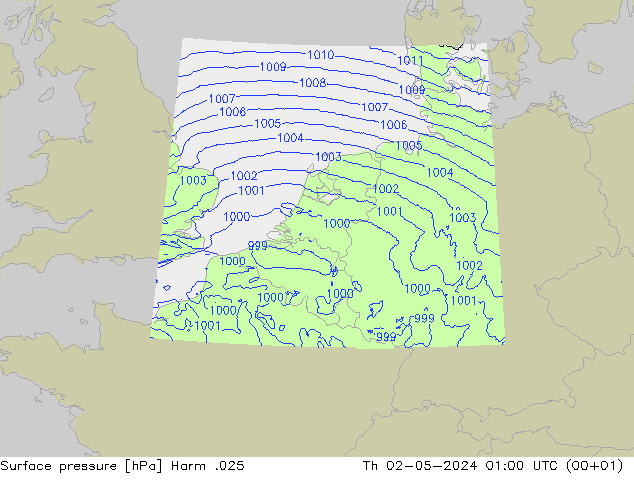 地面气压 Harm .025 星期四 02.05.2024 01 UTC