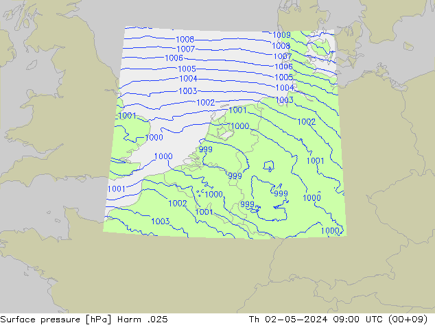 приземное давление Harm .025 чт 02.05.2024 09 UTC