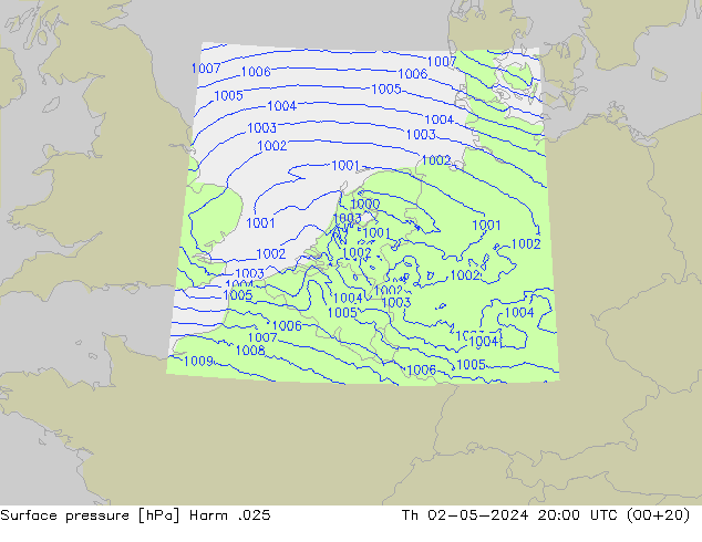 Surface pressure Harm .025 Th 02.05.2024 20 UTC