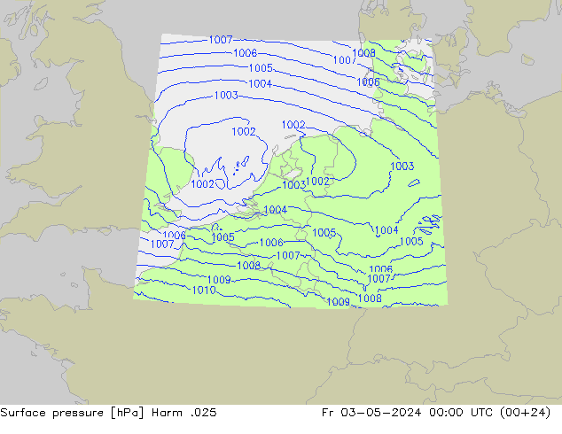 Surface pressure Harm .025 Fr 03.05.2024 00 UTC