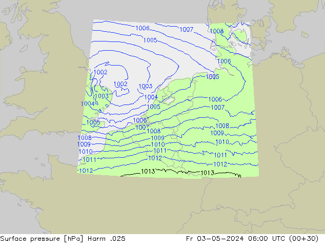 Surface pressure Harm .025 Fr 03.05.2024 06 UTC