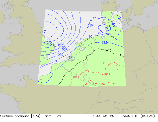 Surface pressure Harm .025 Fr 03.05.2024 15 UTC