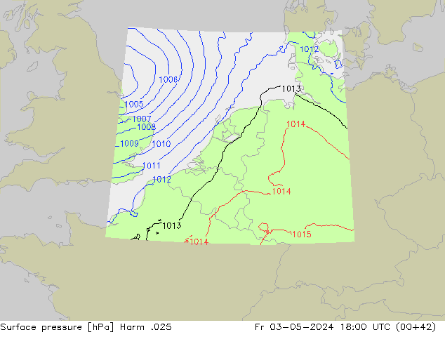 Pressione al suolo Harm .025 ven 03.05.2024 18 UTC