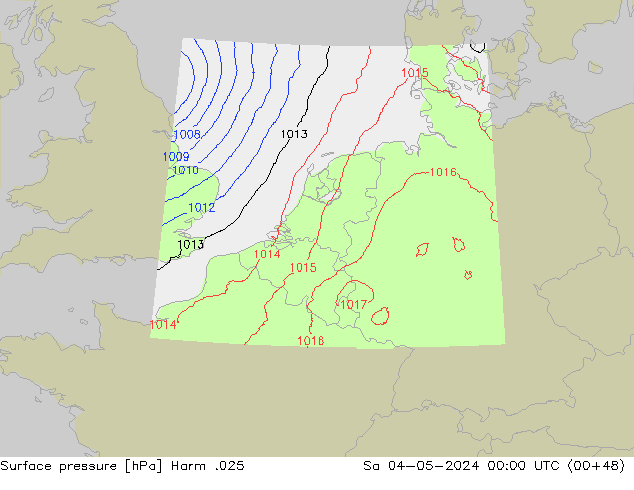 Surface pressure Harm .025 Sa 04.05.2024 00 UTC